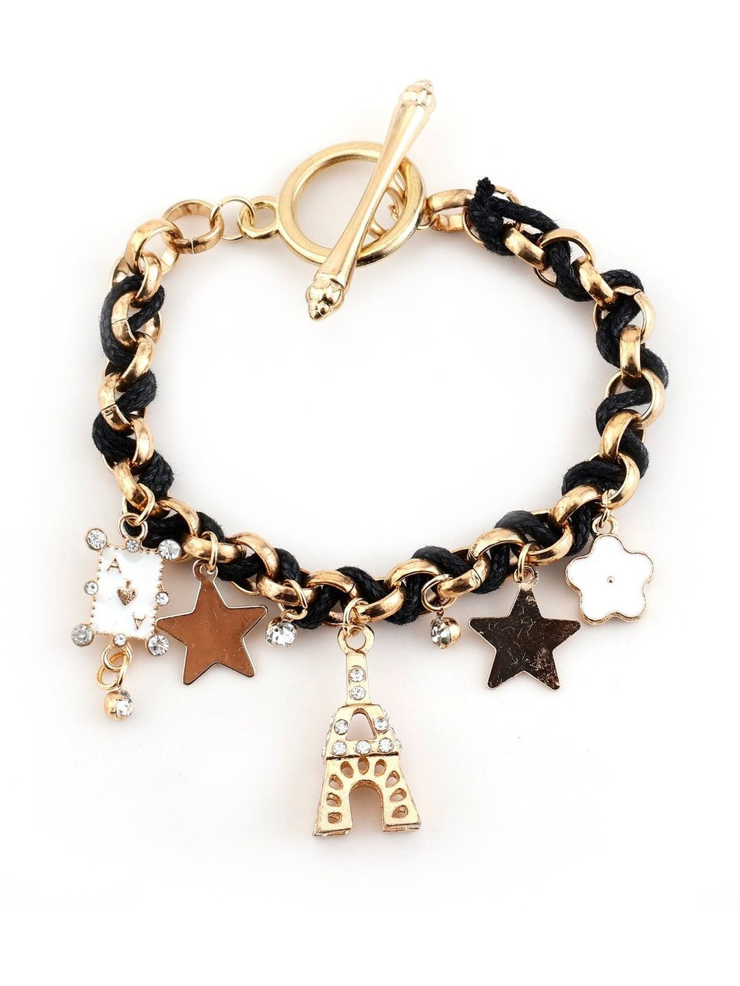 DressBerry Women CZ Stud Eiffel Tower Star Charms Adjustable Bracelet