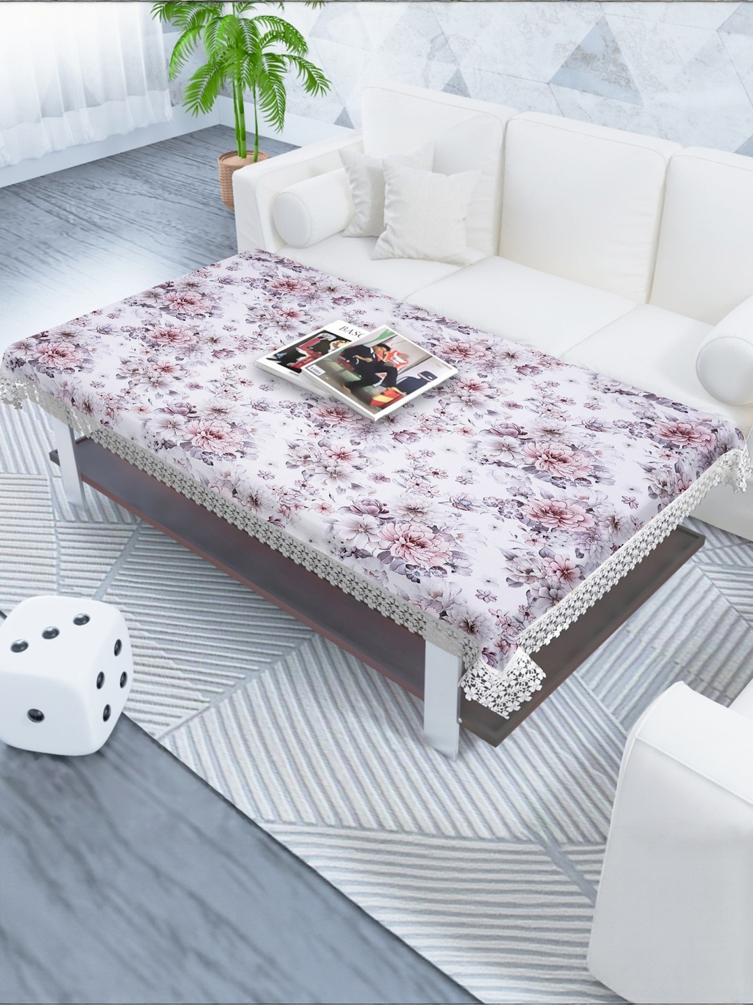 MONKDECOR Purple Anti-Skid 2 Seater Table Cover