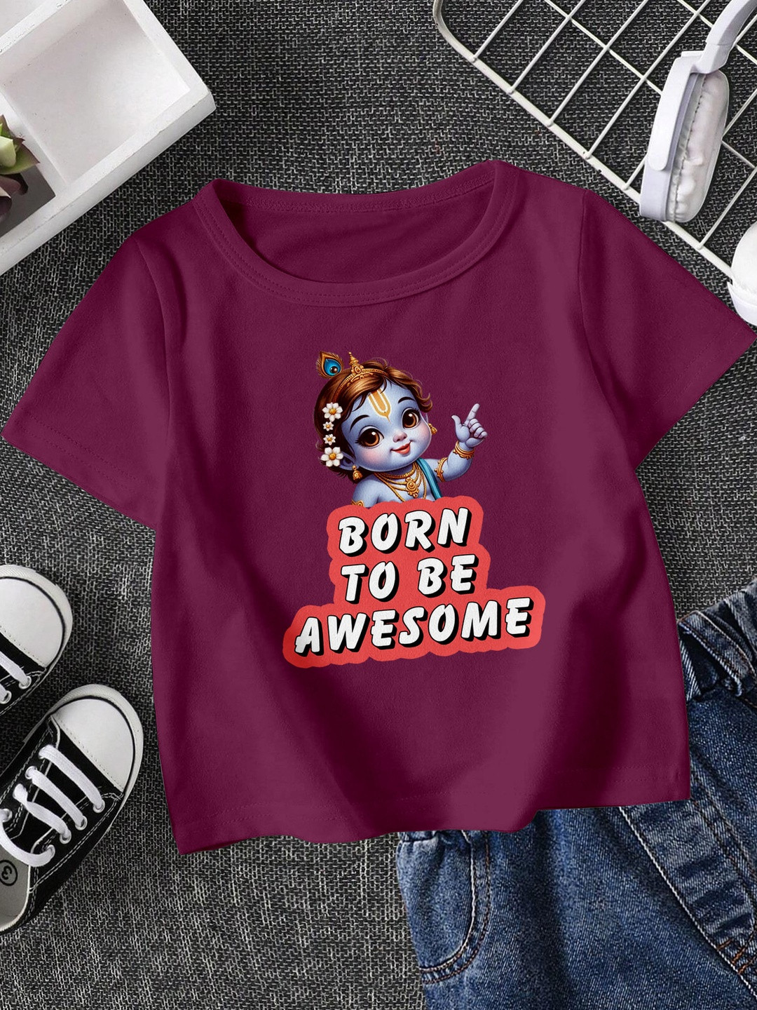 FIONAA TRENDZ Kids Maroon T-Shirt
