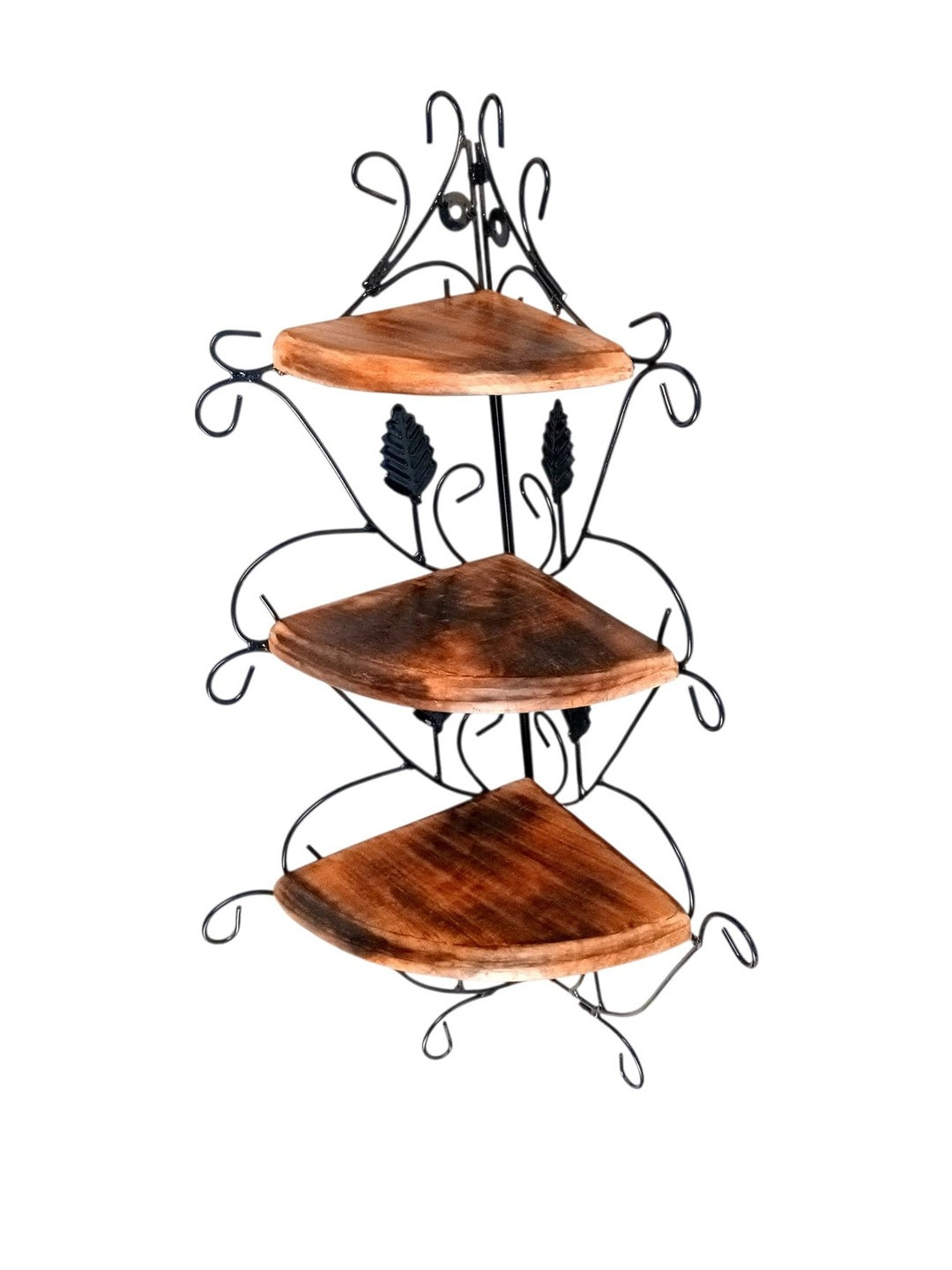 Apka Mart Brown Wood Corner Wall Shelf