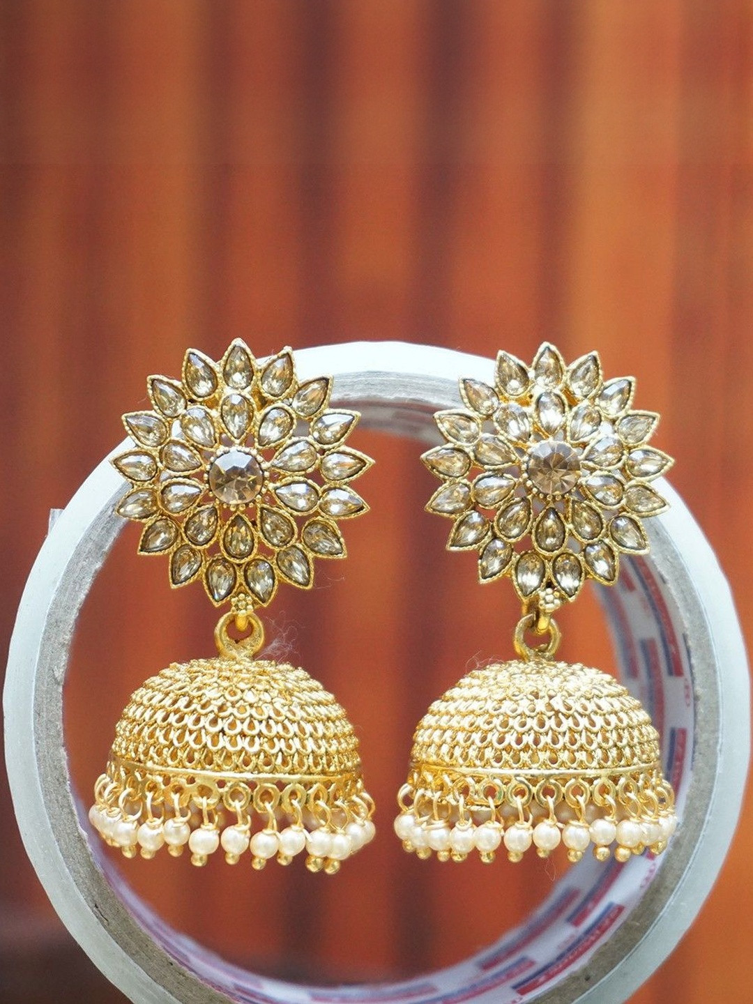 SHREE PURBJI ARTS Women Gold Dome Shaped Drop Earrings