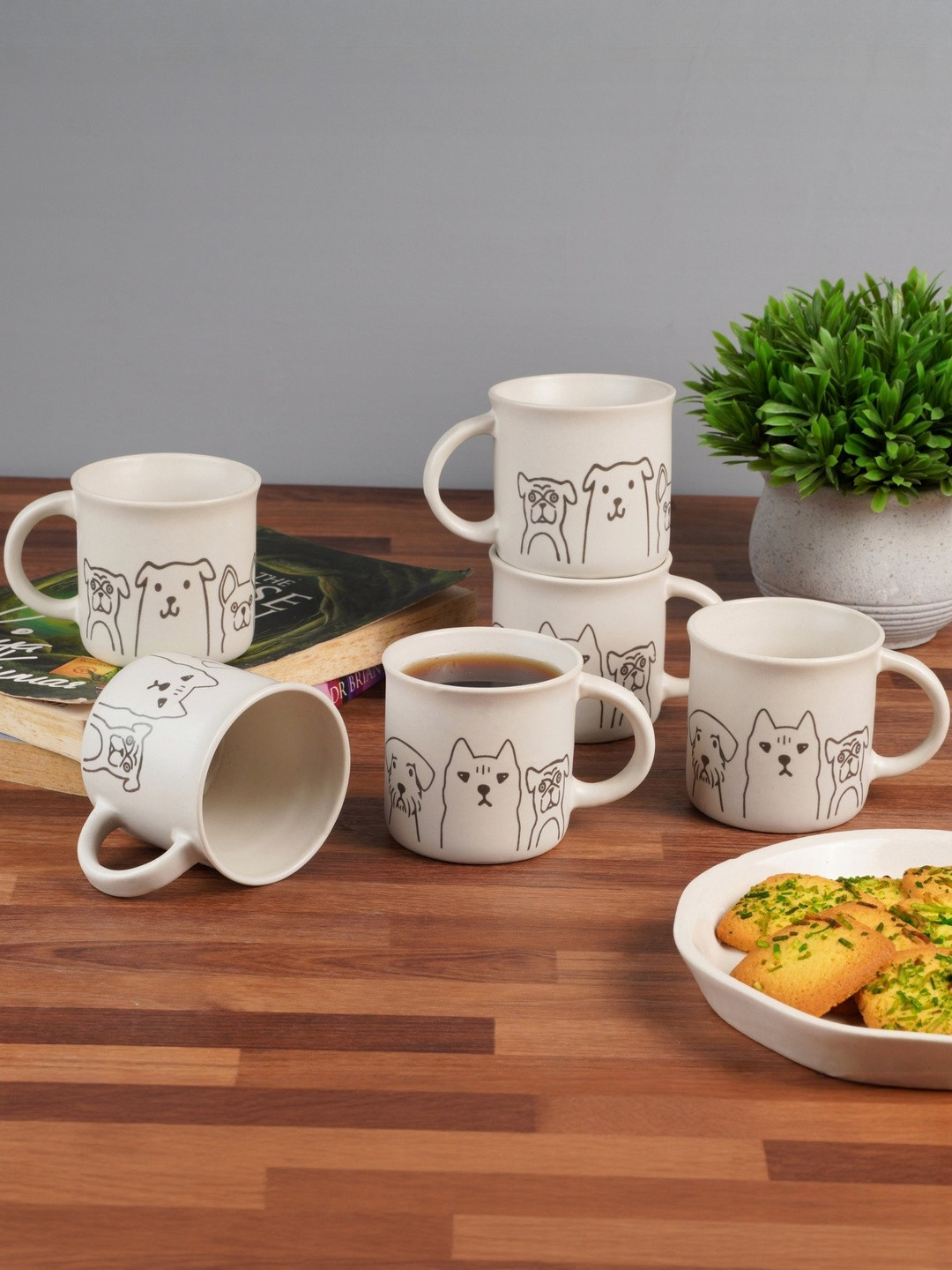 Ekaura Set of 2 Solid Ceramic Dishwasher Safe Matte Mug Set