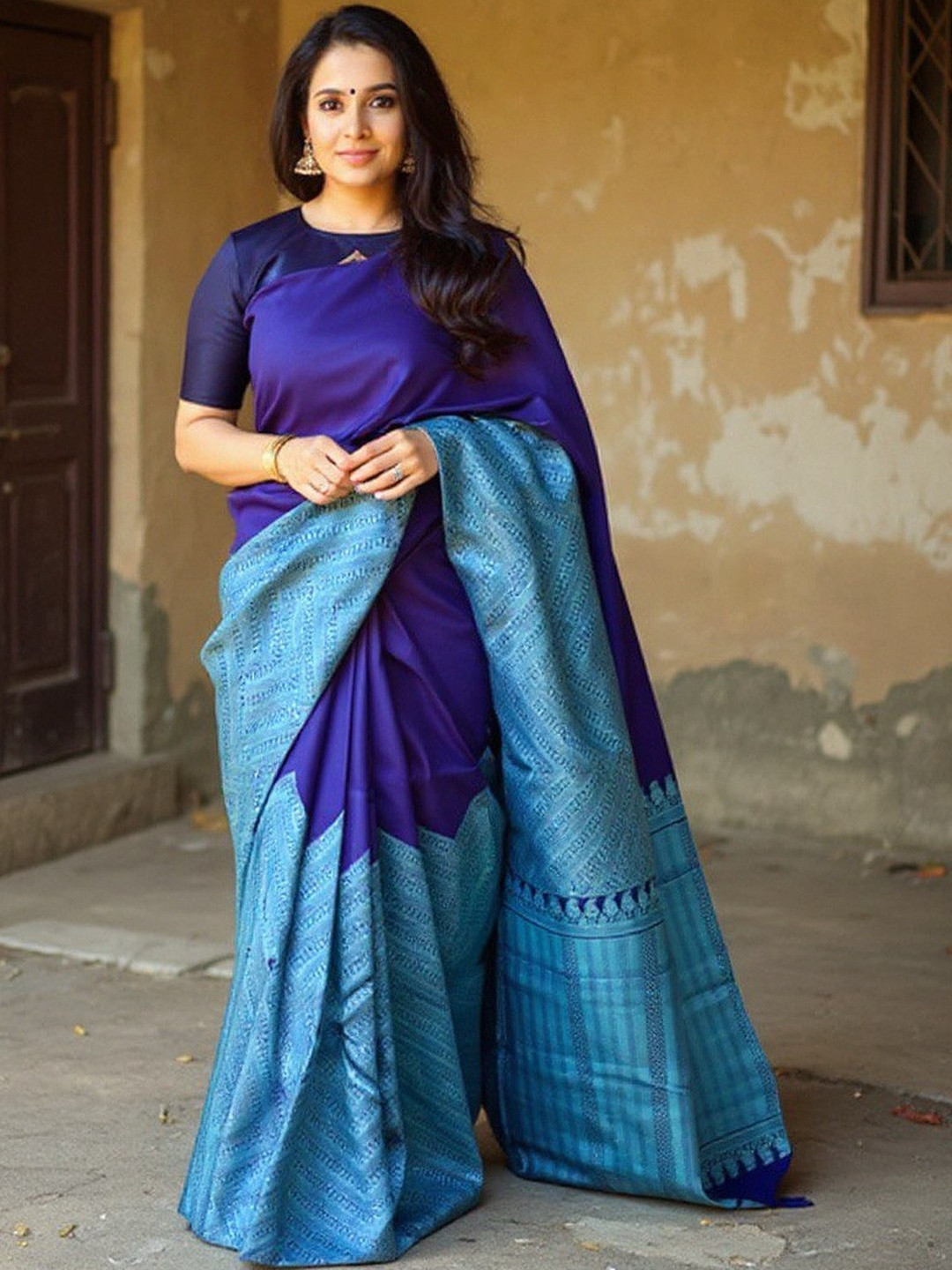 VILLE FASHION Women Woven Design Banarasi Sillk Saree