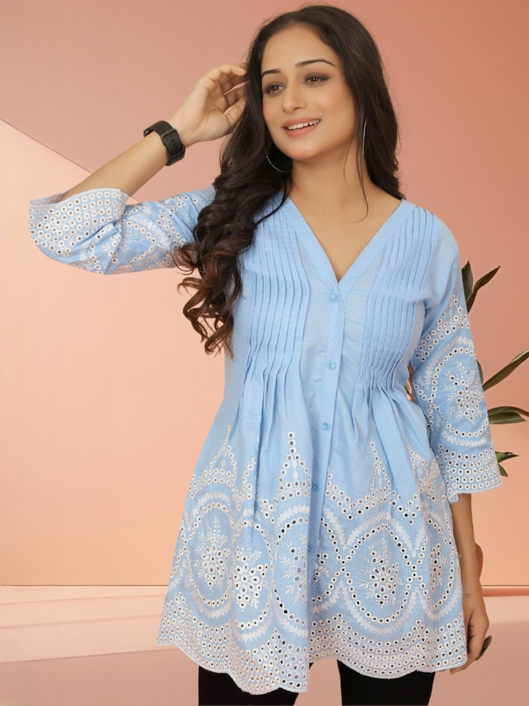 KALINI Adults-Women Blue Cotton Dresses