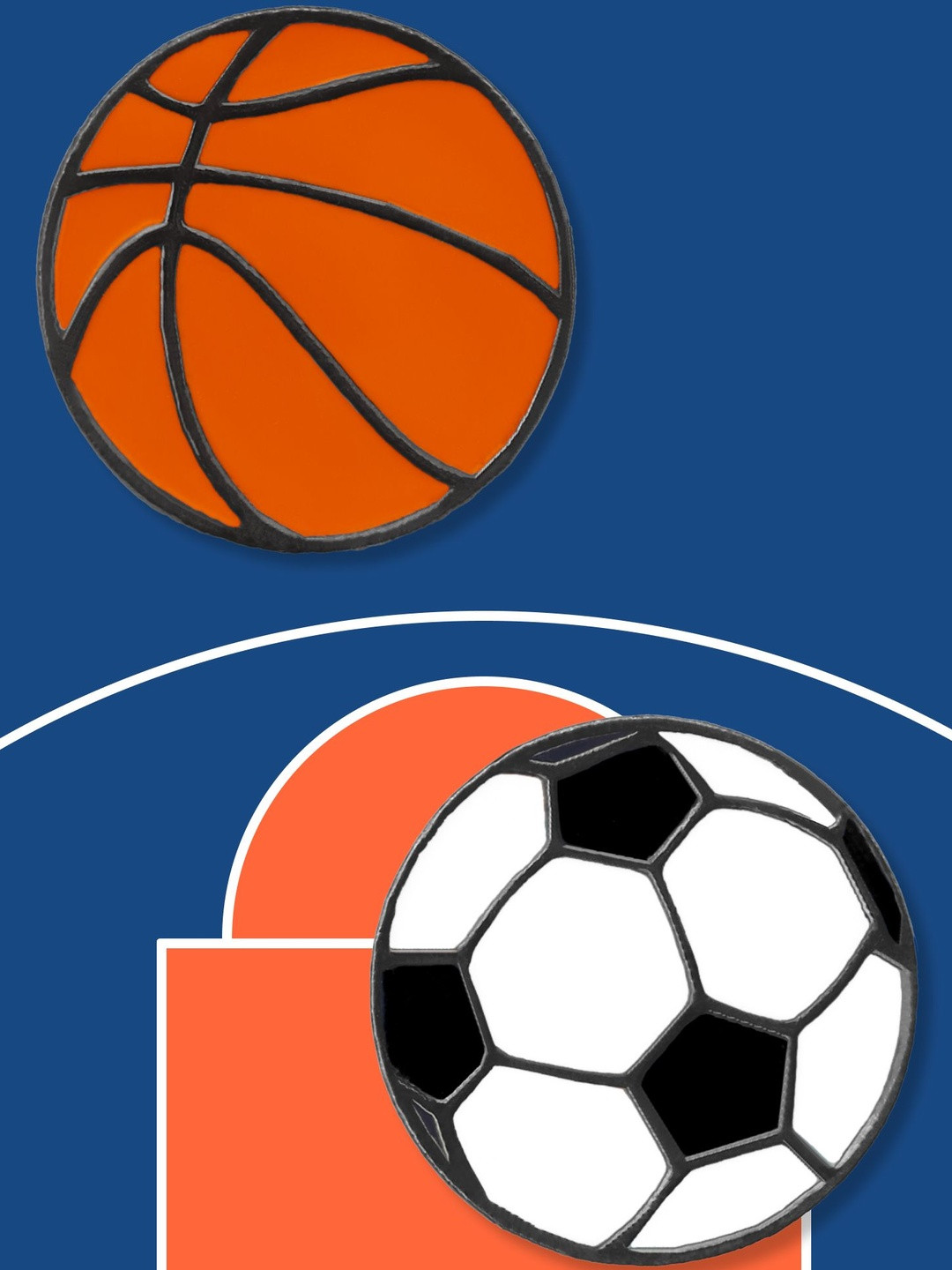 FURE Set Of 2 Football & Bastketball Lapel Pin Brooch
