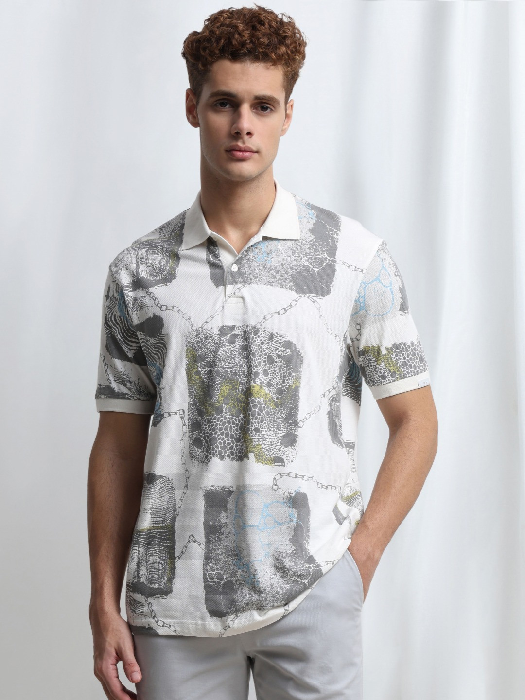 Mufti Men Printed Polo Collar T-shirt