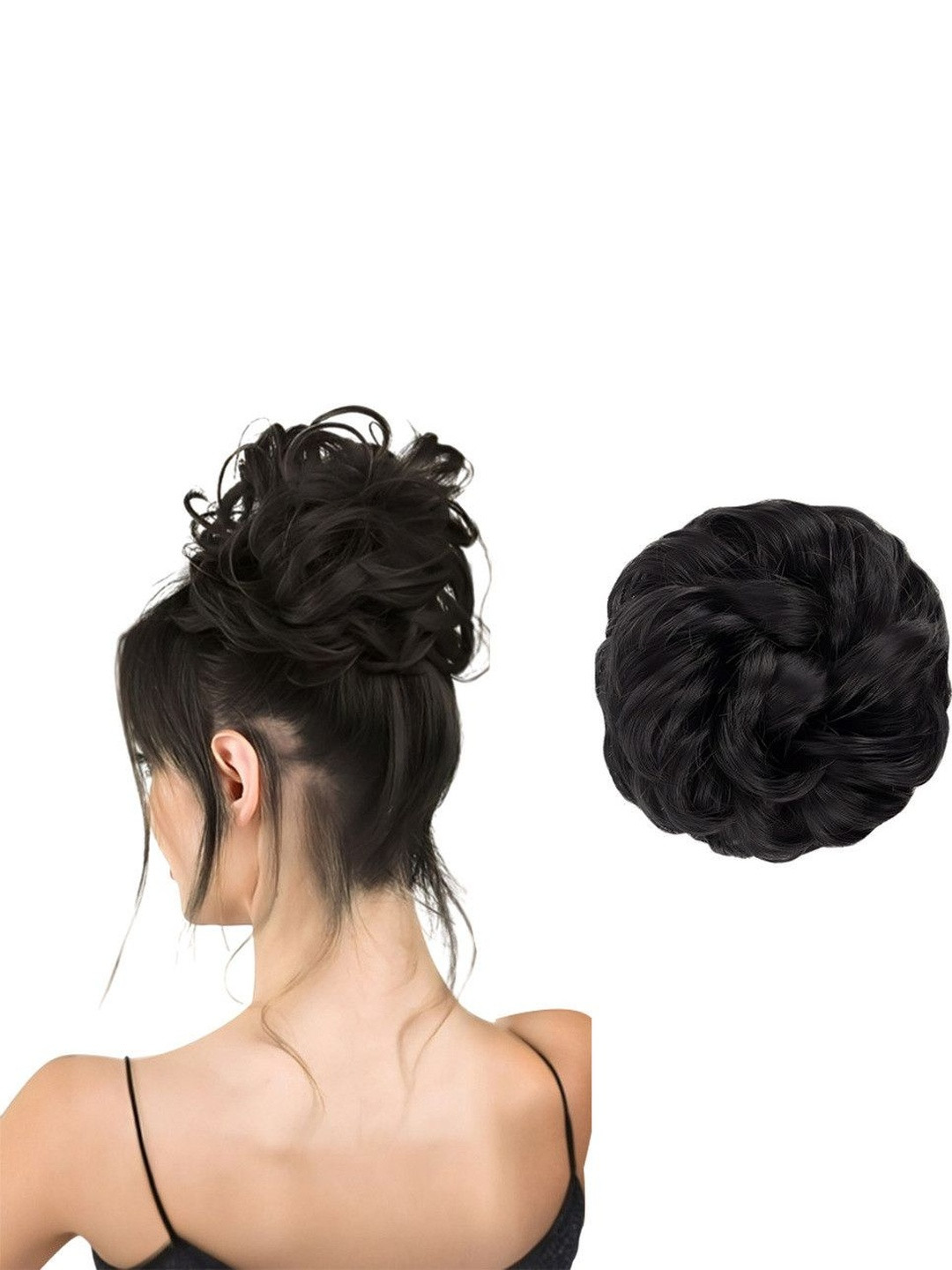 VIEWS Curly Halo Bun Hair Extension - Black - 8 Inches