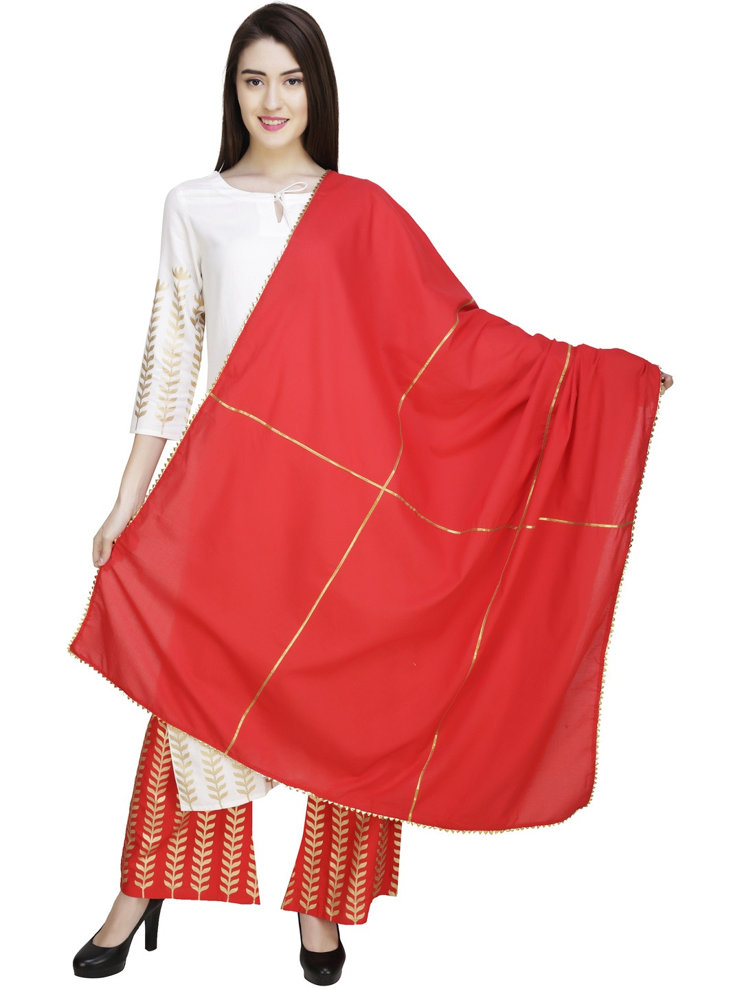 Inara Robes Women Printed Viscose Rayon Kurta with Palazzos & Dupatta