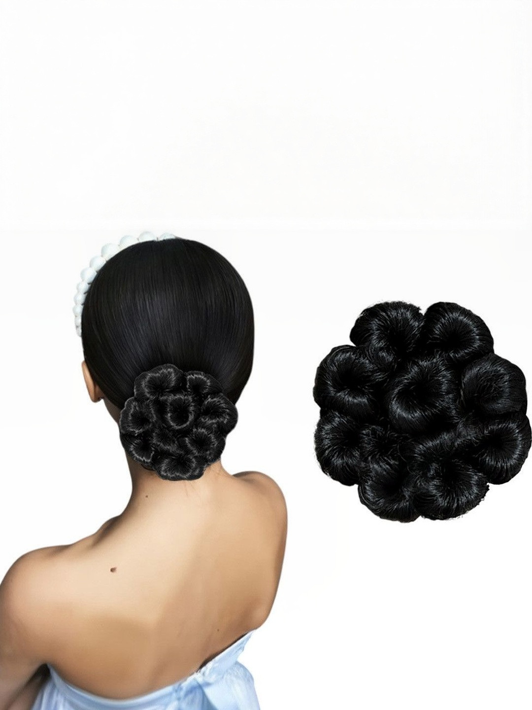 VIEWS Curly Clip-In Bun Hair Extension - Black - 8 Inches