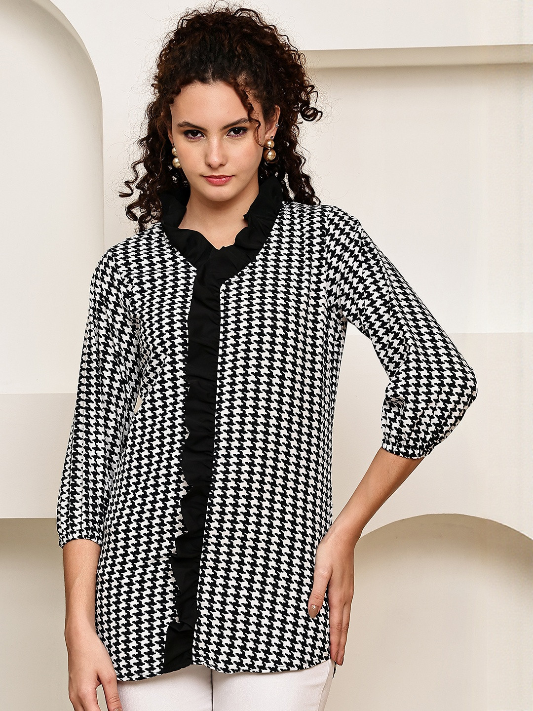 CORSICA Women Black Zigzag Printed Top