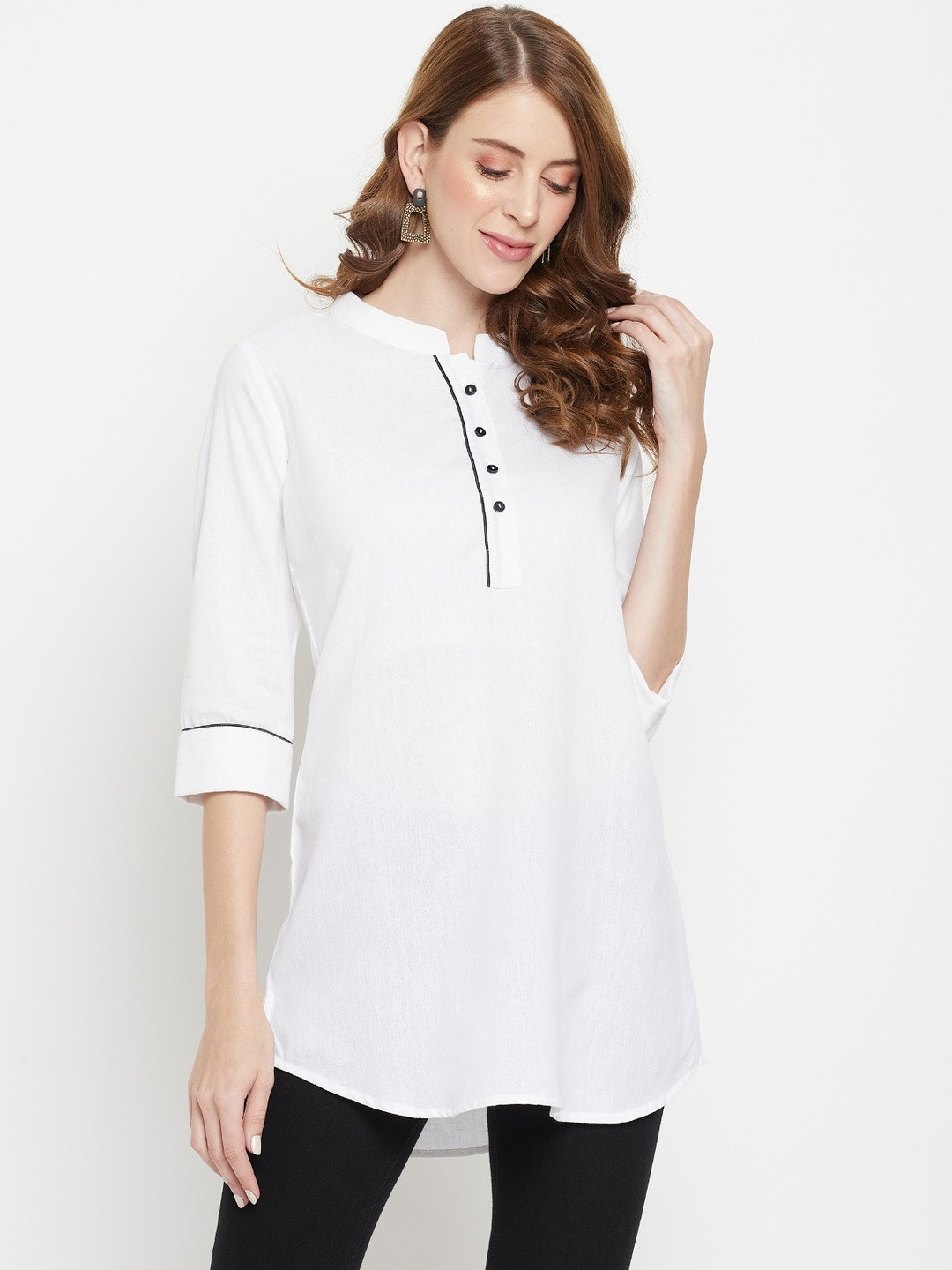 MJ LIFE STYLE Mandarin Collar Straight Kurti