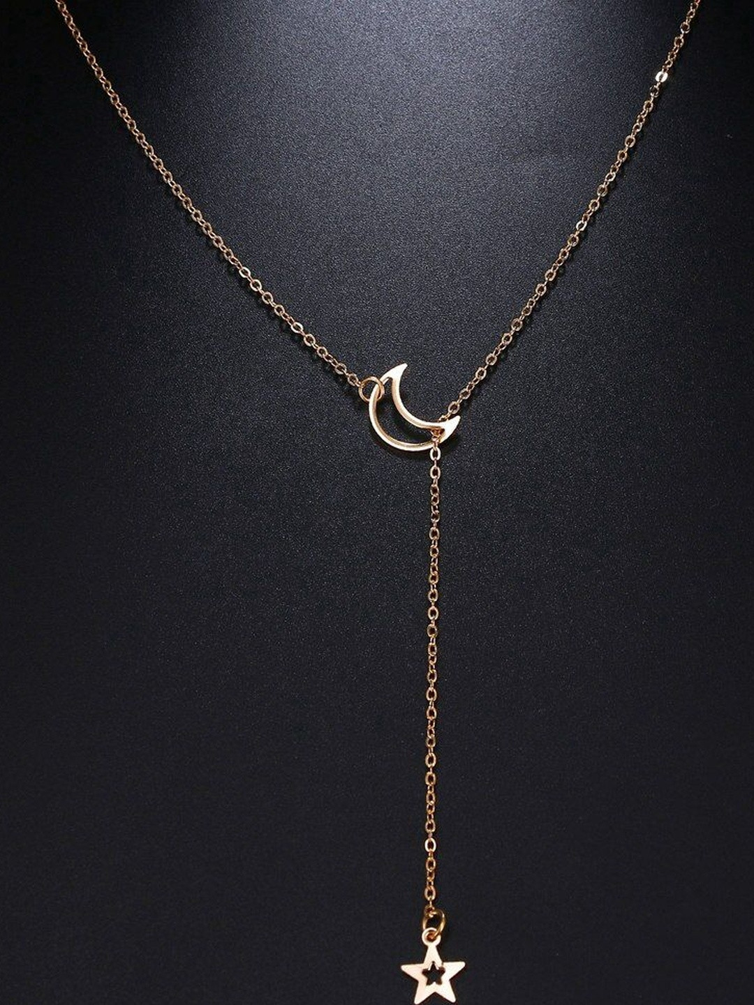 DressBerry Women Gold-Plated Moon Dropping Star Necklace