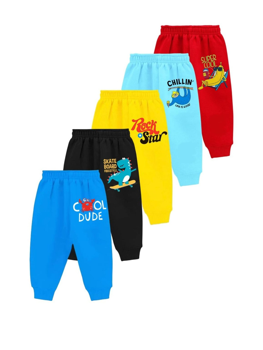 YK Boys Pack Of 5 Winter Fleece Pyjamas