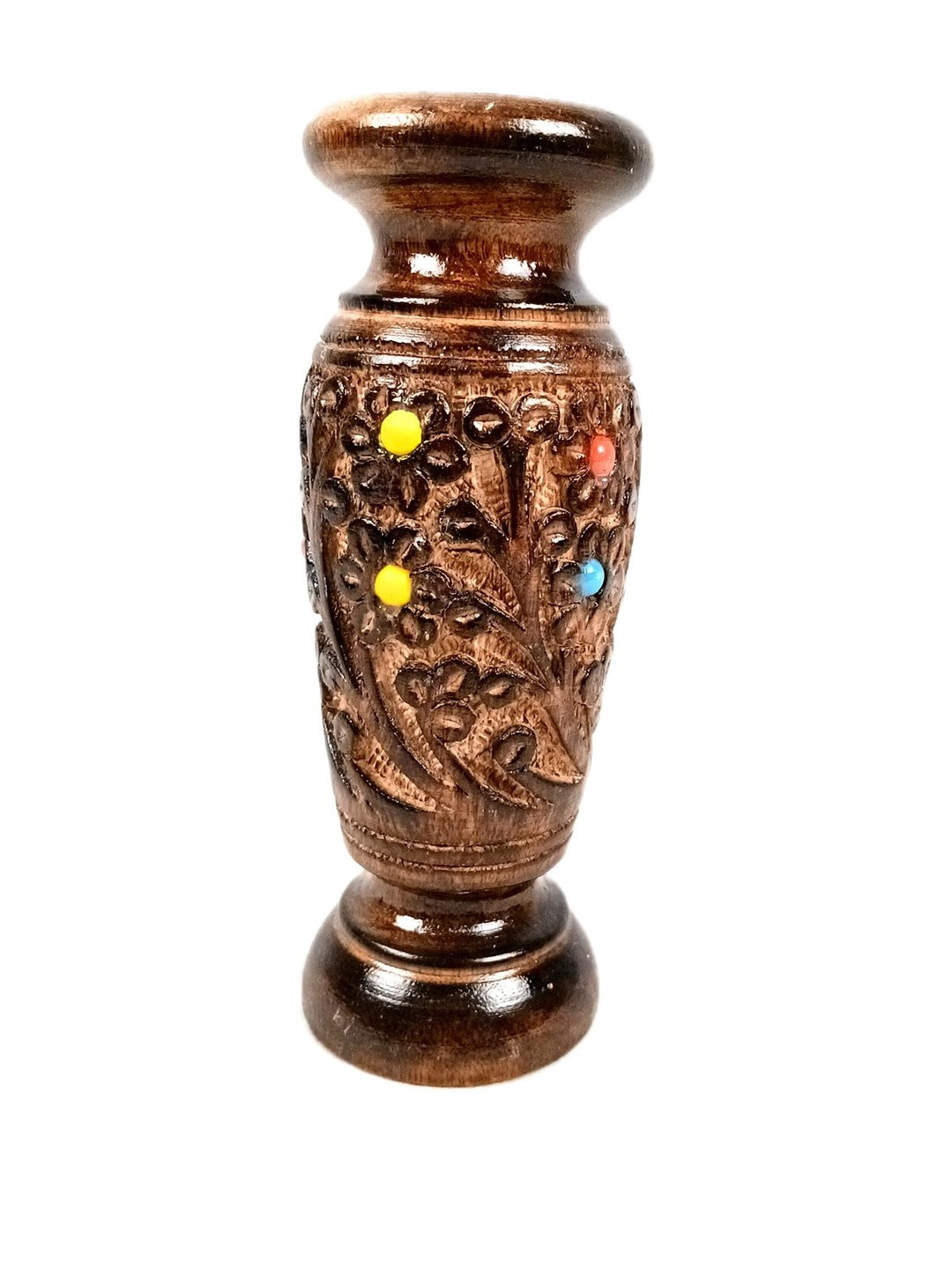 apka mart Flower Wooden Vase For Tabletop Living Room Home & Office