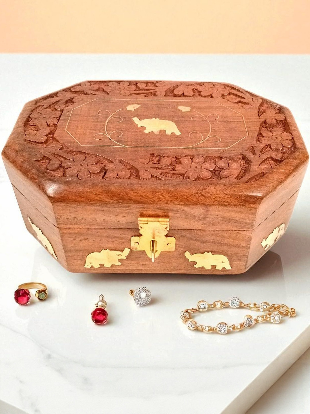 apka mart Brown Wooden Jewellery Box