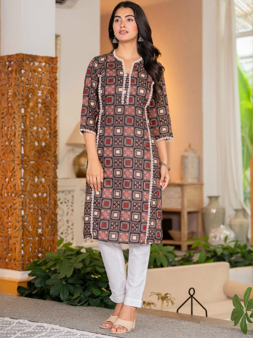 Gora Laxmi Women Brown Cotton Kurtas