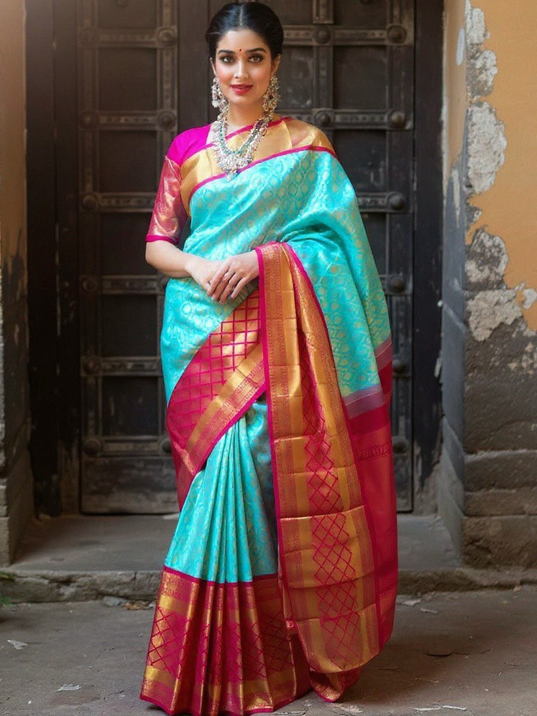 VILLE FASHION Woven Design Banarasi Sillk Saree