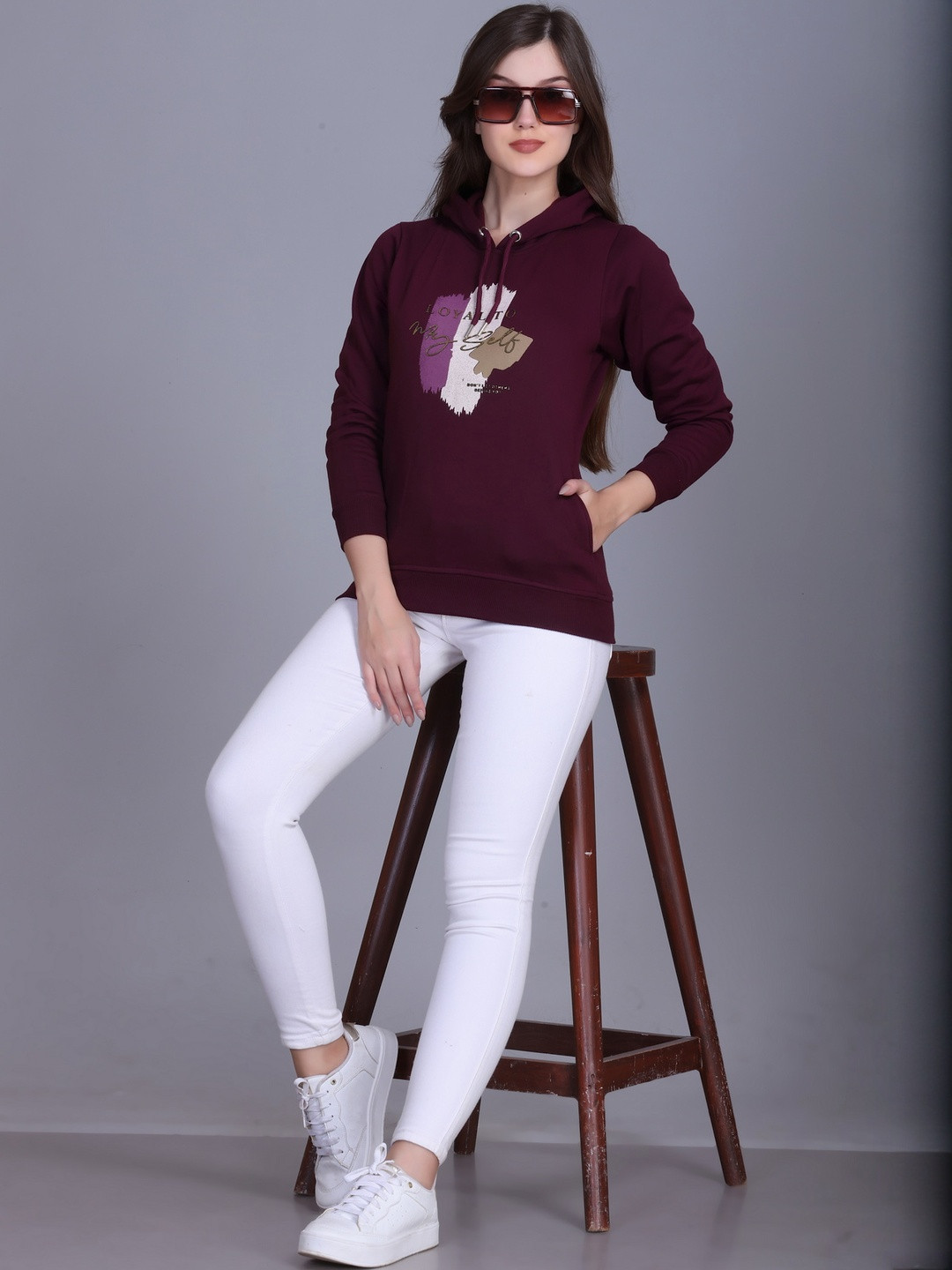 HERE&NOW Women Drawstring Hood Hoodie