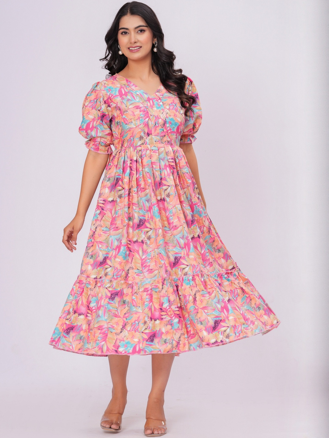 DECORIS Adults-Women Pink Cotton Dresses