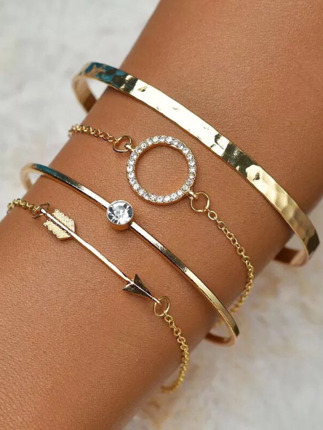 DressBerry WomenSet Of 4 Gold-Plated Cuff Bracelet