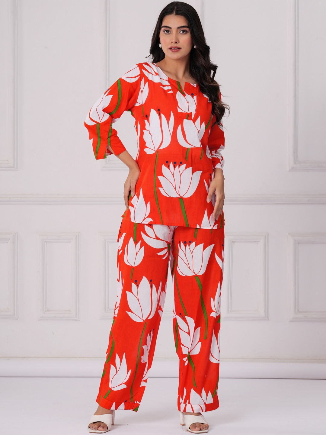 DECORIS Women Cotton Printed Color Co-ord Set