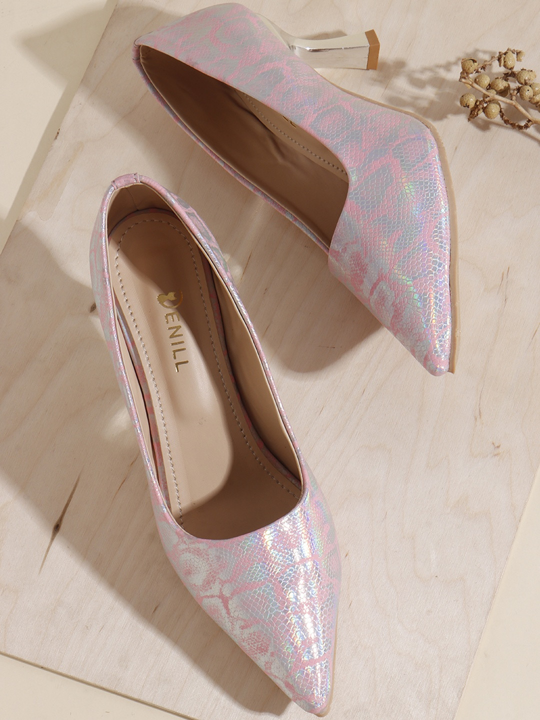 Denill Women Synthetic Patent Pointed Toe Kitten Heels