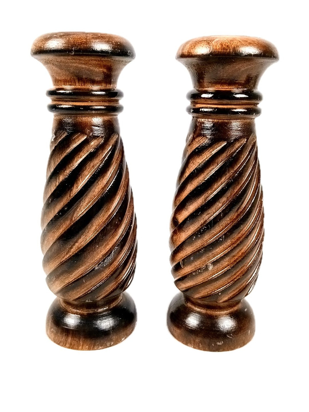 apka mart Pack Of 2 Wooden Self Design Flower Vase