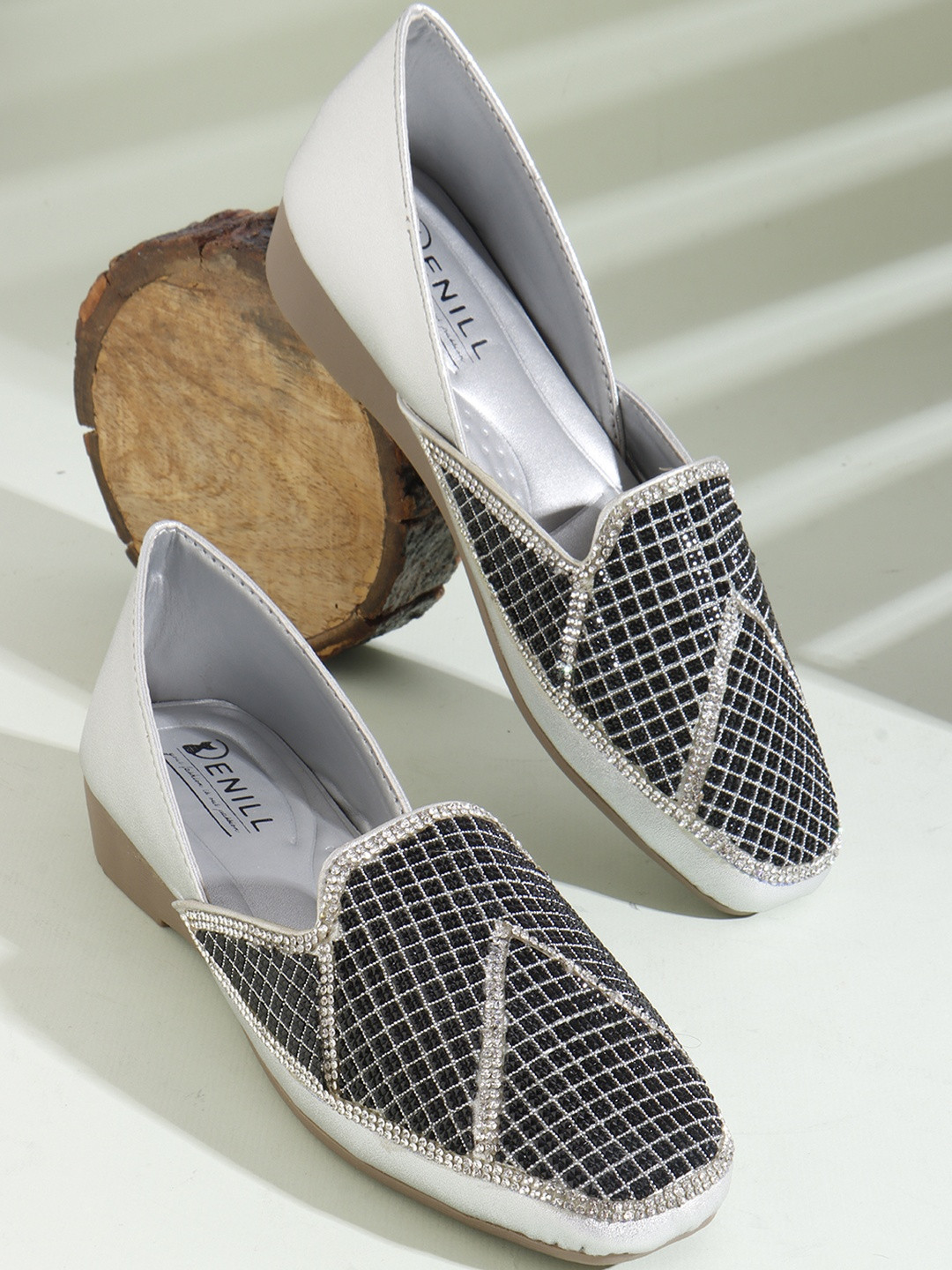 Denill Women Geometric Shiny Slip-On Bellies