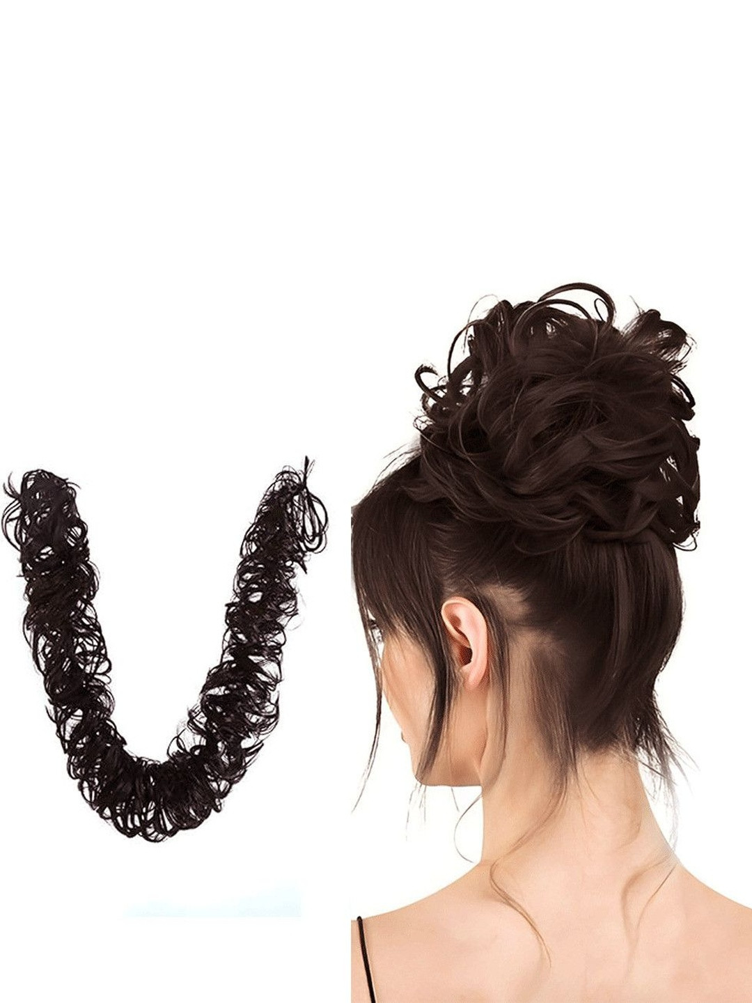 VIEWS Women Brown Curly Halo Ponytail Hair Extension 37 inch
