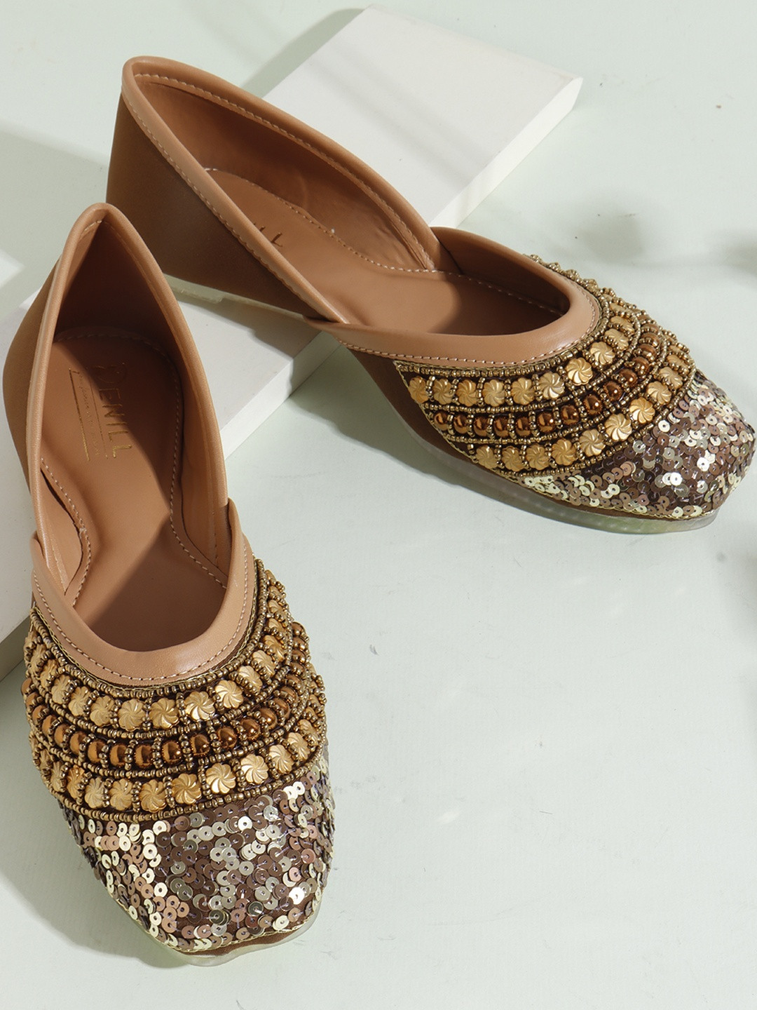 Denill Women Handcrafted Ethnic Embellishments with Beads & Sequins Flat Jutties