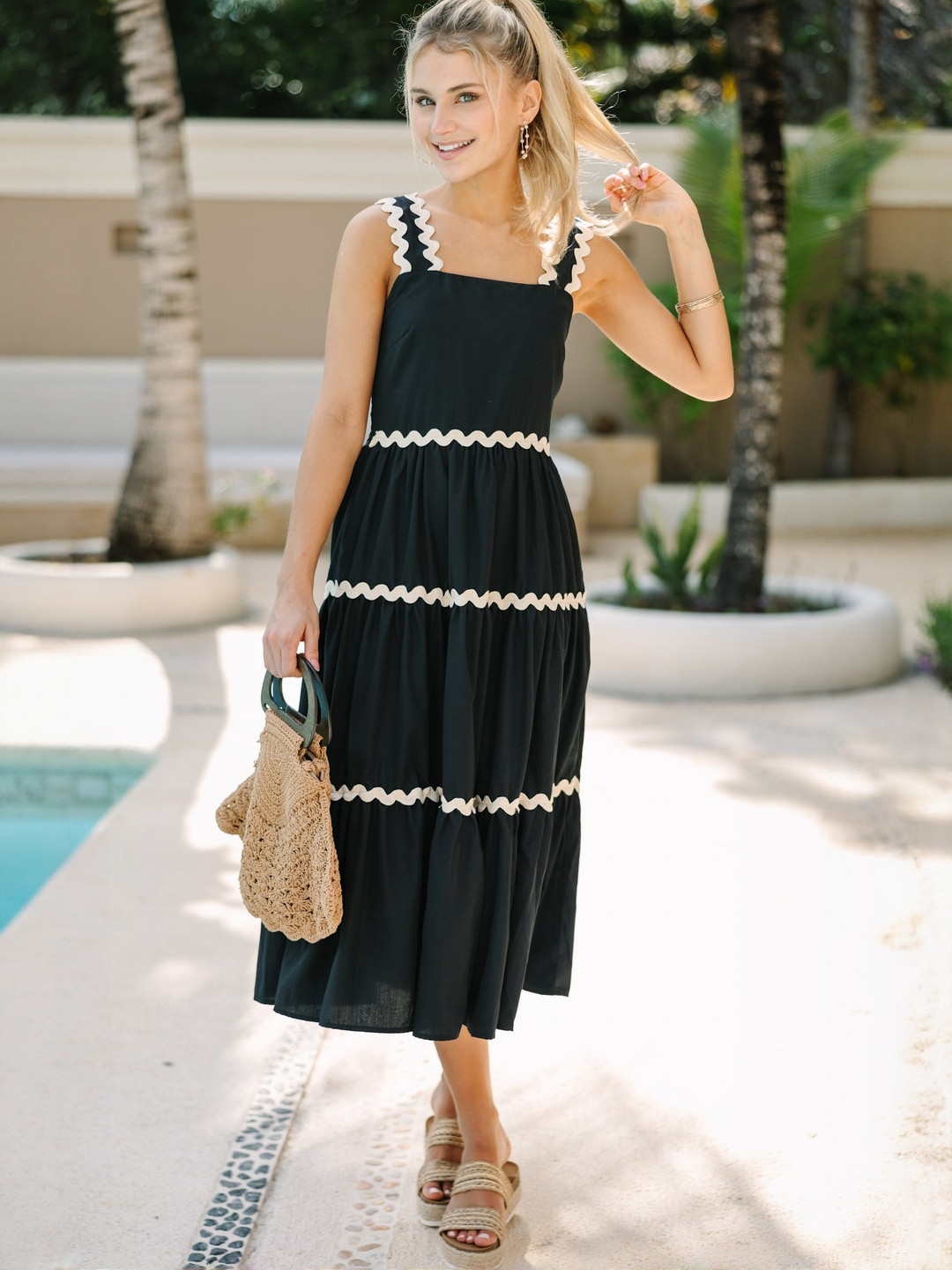 CORSICA Adults-Women Black Polyester Dresses