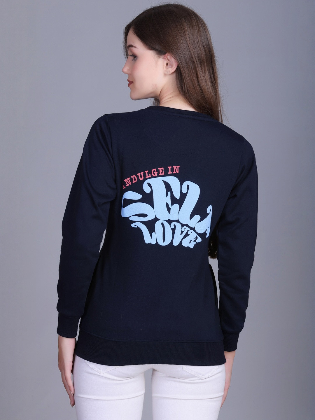 HERE&NOW Women Printed  Crew Neck Sweatshirt