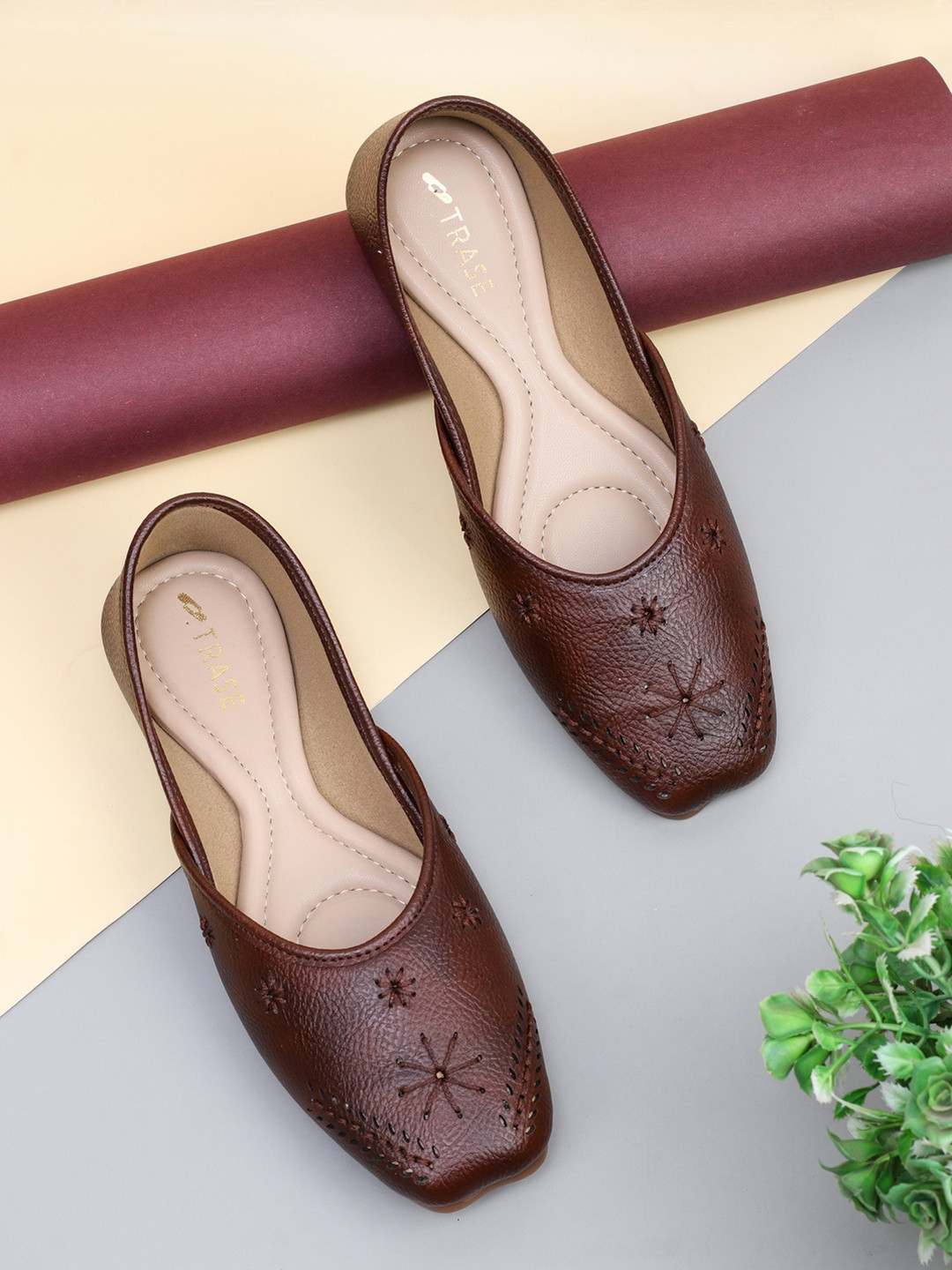 TRASE Women Brown Slip-On Ballerina Flats