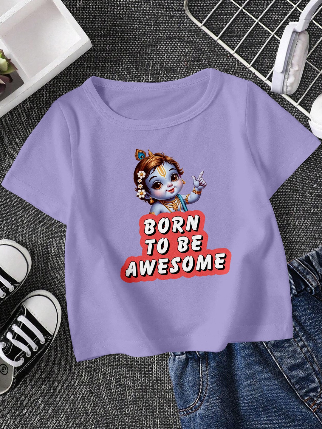 FIONAA TRENDZ Kids Unisex Purple Printed T-shirt