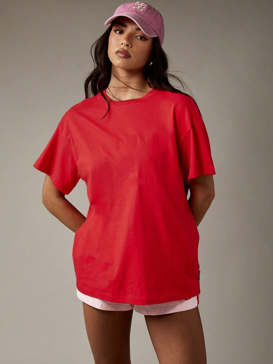 Calm Down Women Red Solid T-shirt