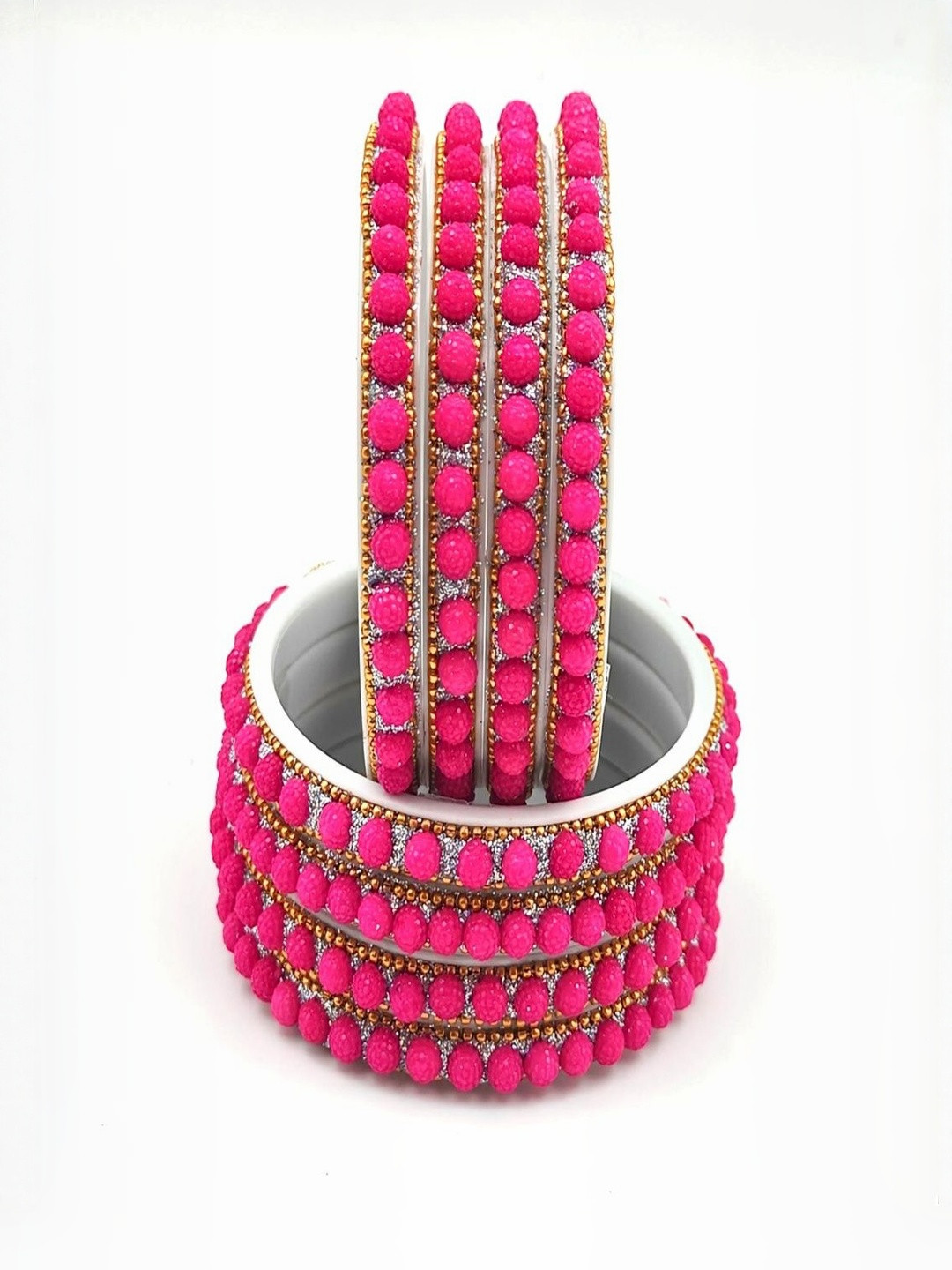 RAF DUKAN Women Pack Of 8 Artificial Beads Studded Bangles