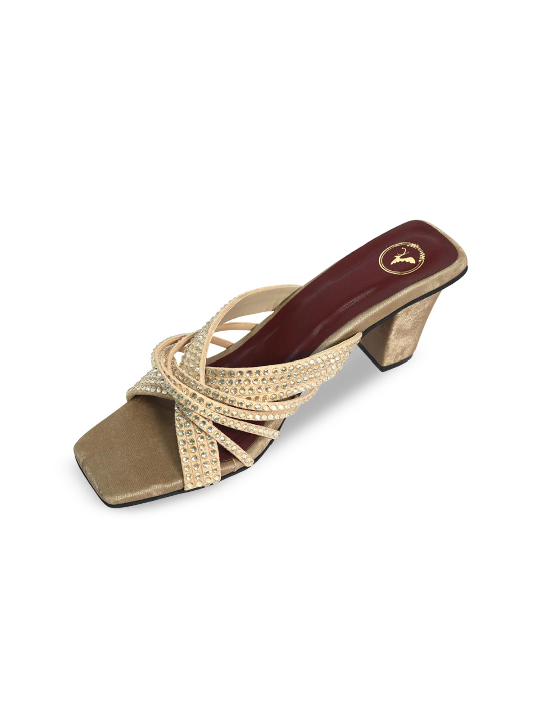 Sana K Luxurious Footwear Women Party Western Embellished Block Heels Sandals