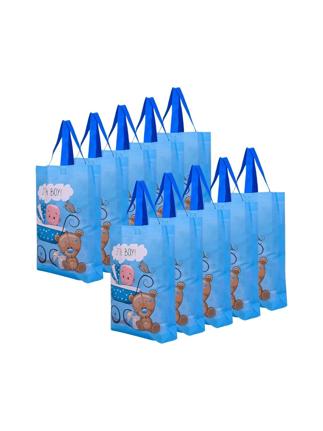 Aura Set Of 10 Graphic Printed Shopper Tote Bag