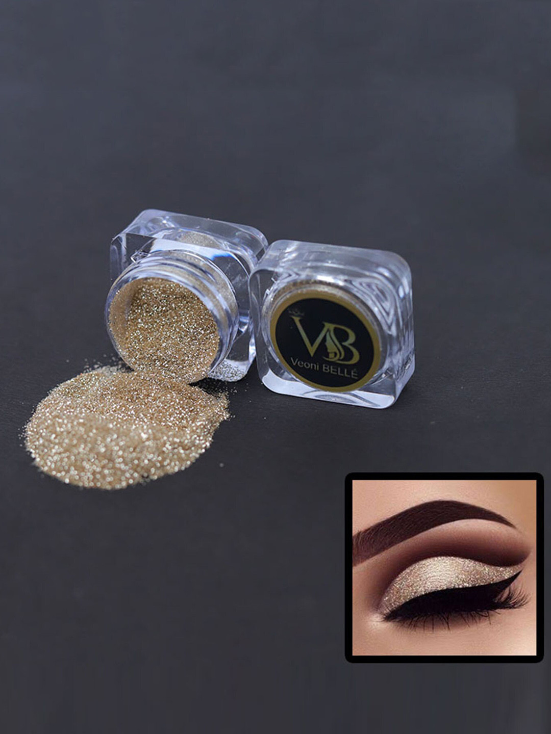Veoni BELLE Holographic Ultra Fine Champagne Gold Ridescent Laser Glitter Powder