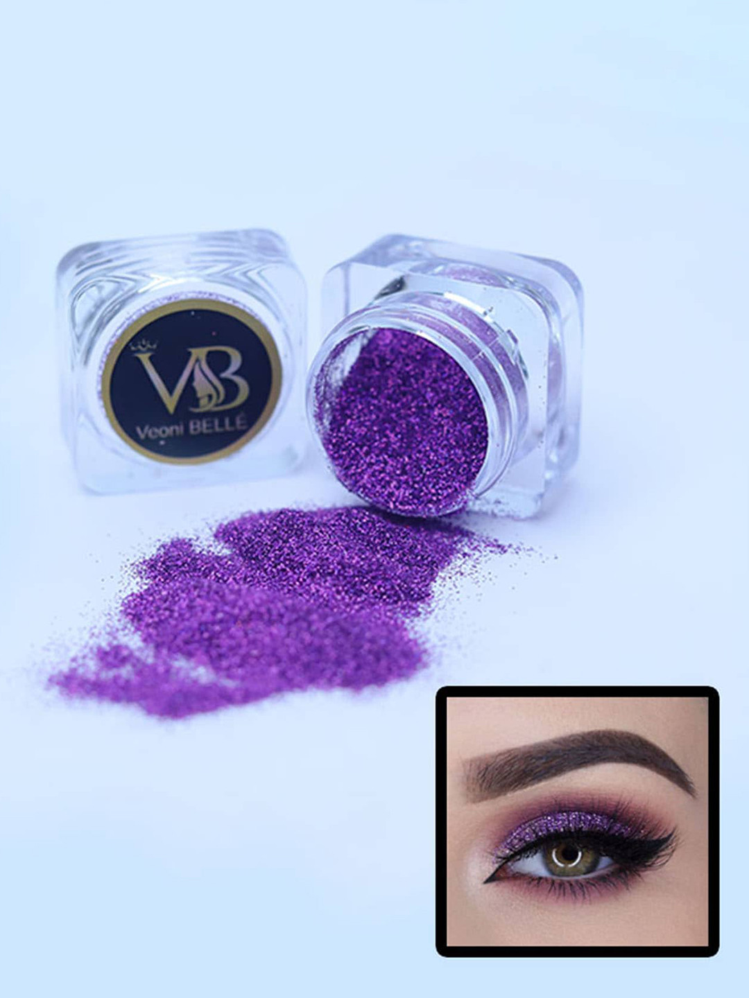 Veoni BELLE Power Shimmer Illuminator HD Holographic Eyeshadow Glitter - Violet Purple 10