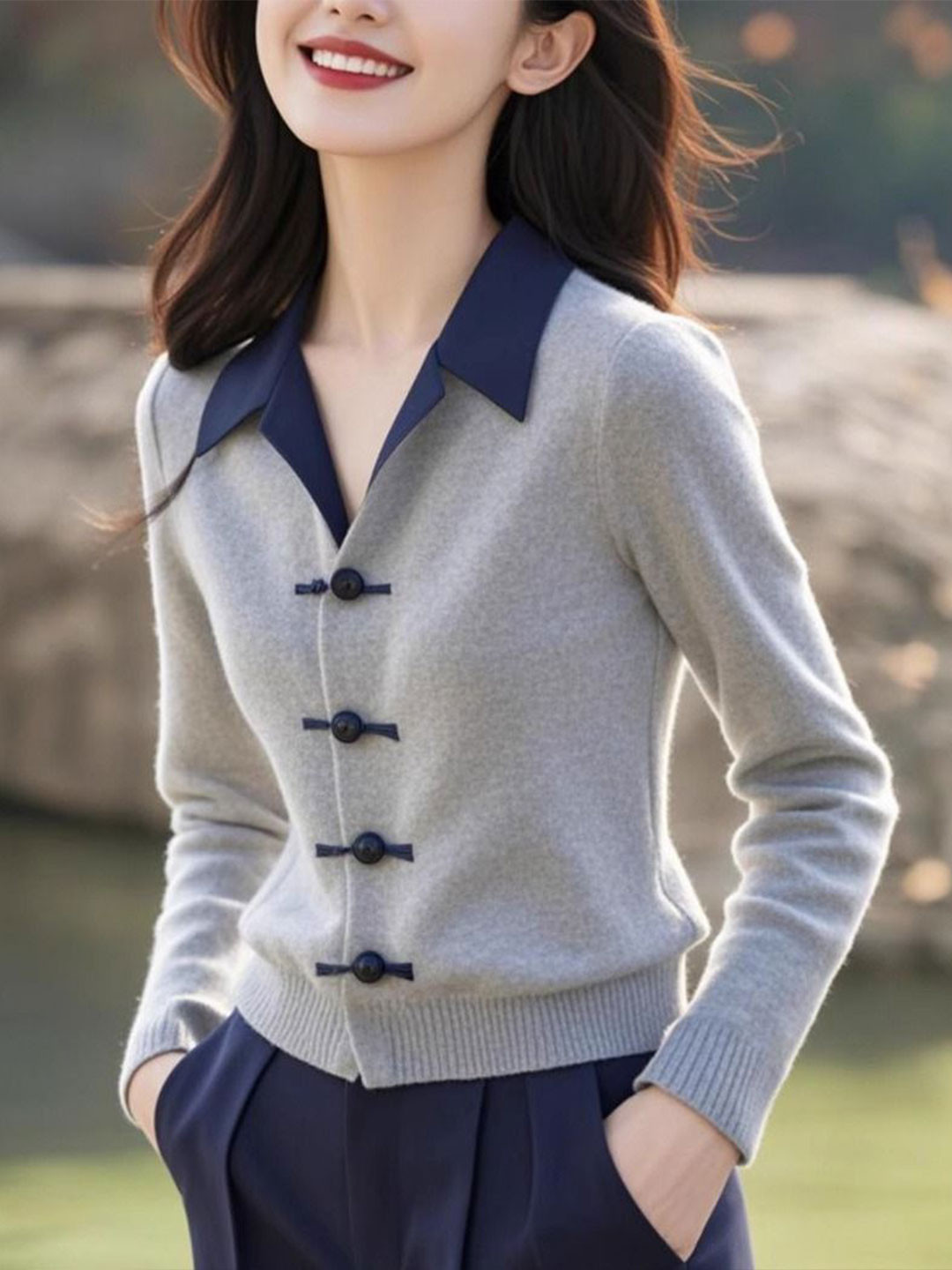 StyleCast Women Long Sleeves Shirt Collar Cardigan