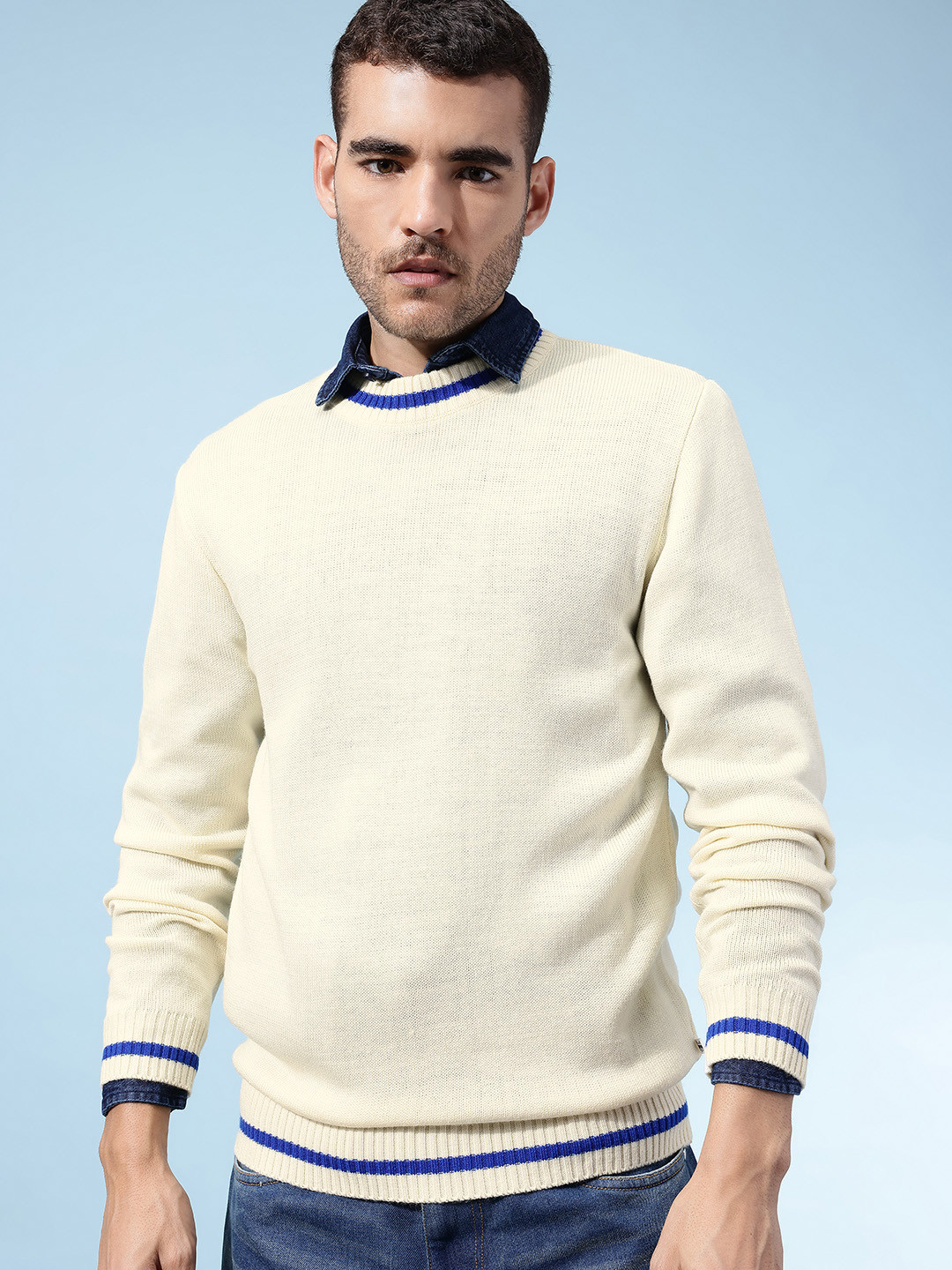 glitchez Contrasting Edges Acrylic Pullover