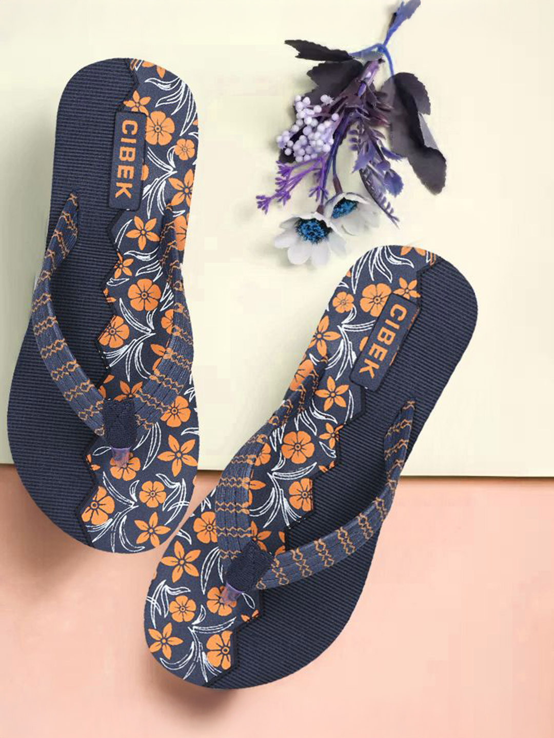 CIBEK Women Set of 2 Printed Thong Flip-Flops