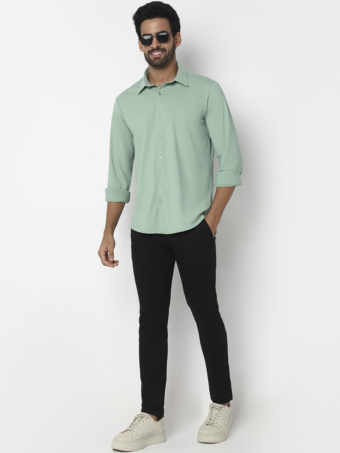 SPYKAR Men Green Nylon Slim Fit Casual Shirt