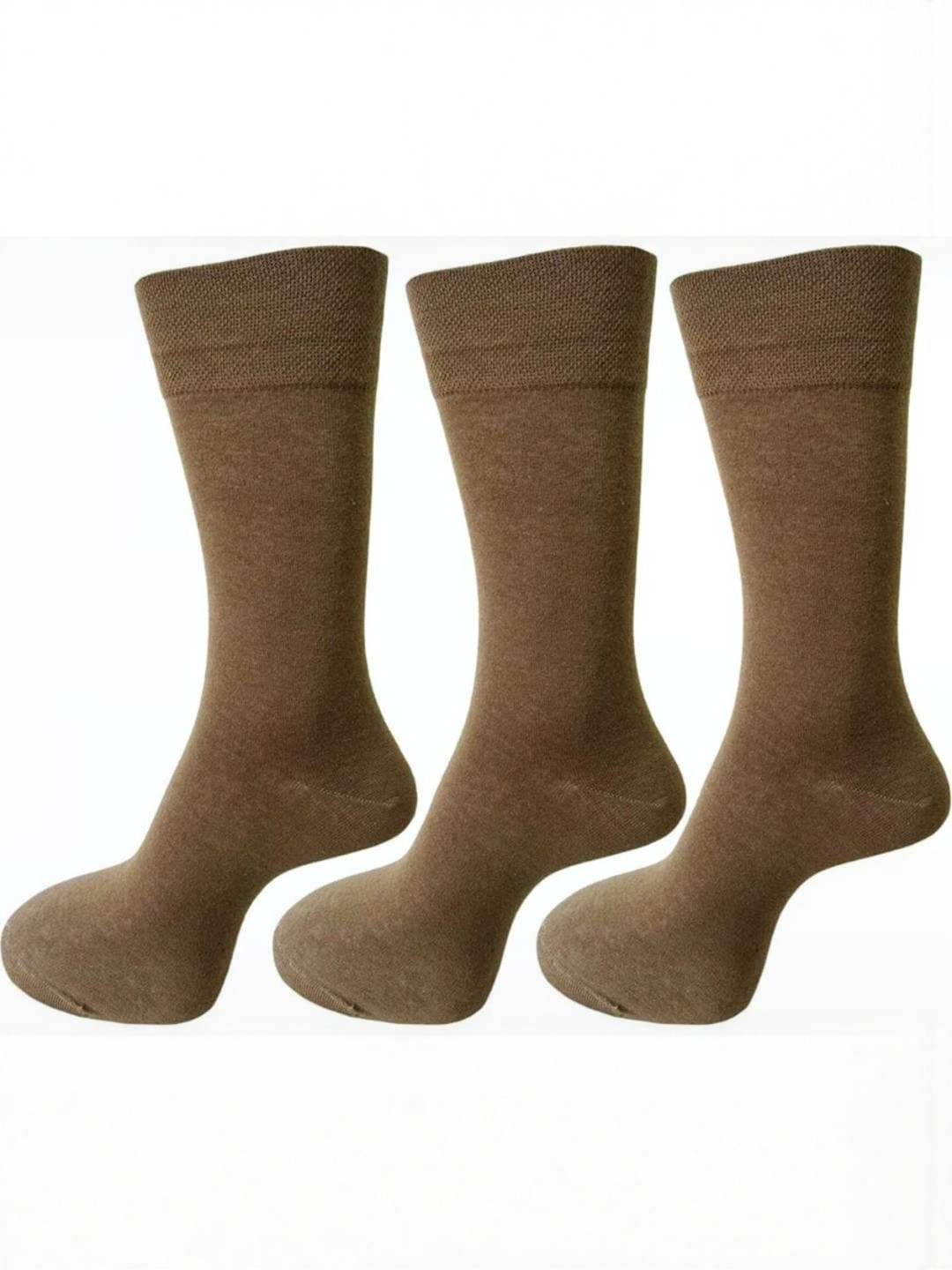 Akeeta Unisex Kids Pack Of 3 Khaki Solid Full Length Cotton Formal Socks