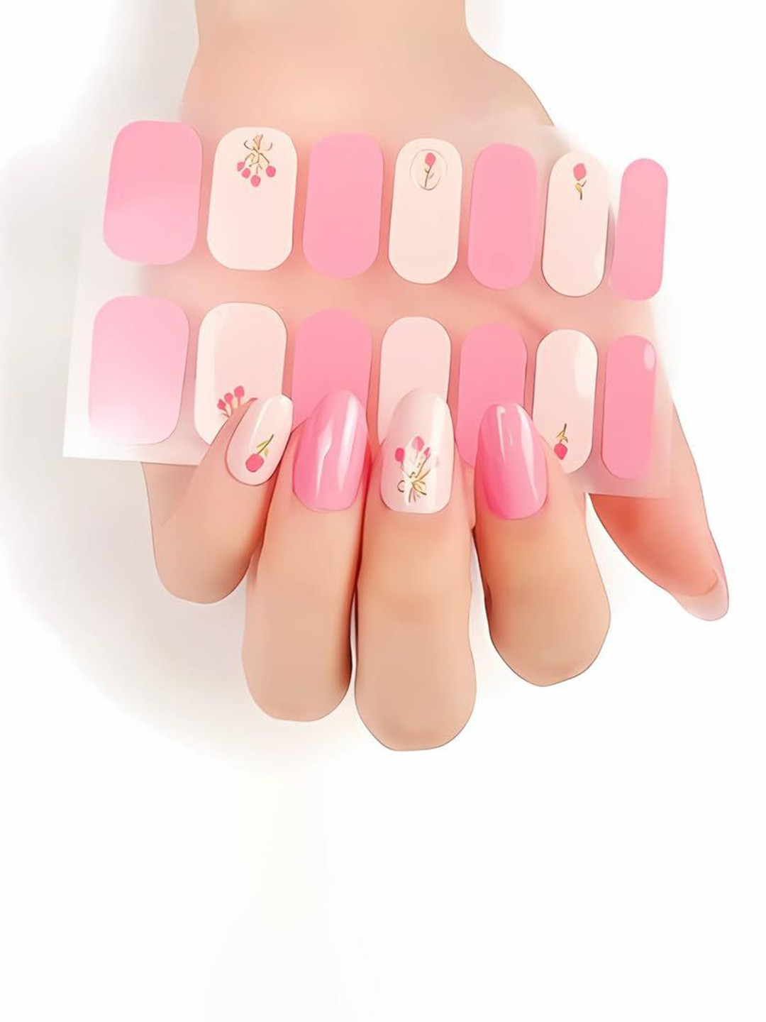 Hawtever Set Of 14 Long Lasting Quick Dry Nail Wraps - Fine Floret