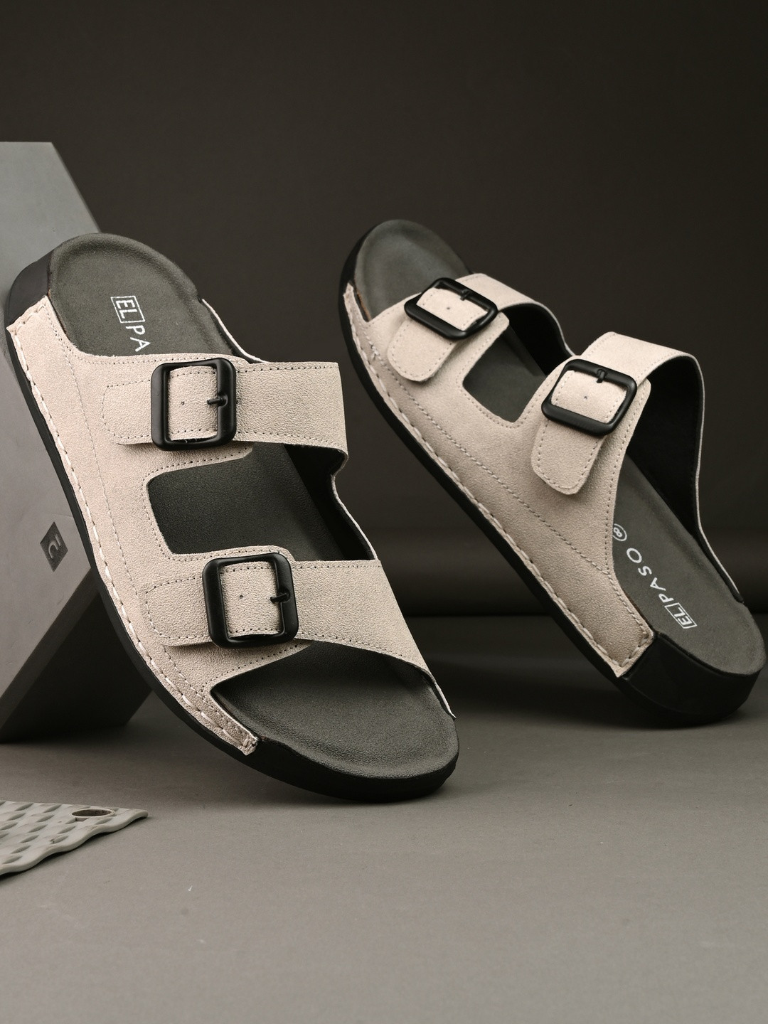 El Paso Men Double Buckle Sandals