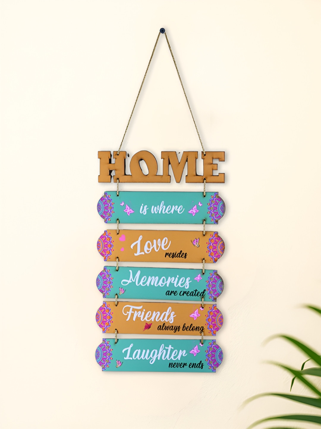 INTERNATIONAL GIFT Mustard-Yellow & Green Textured Wooden Wall Hangings