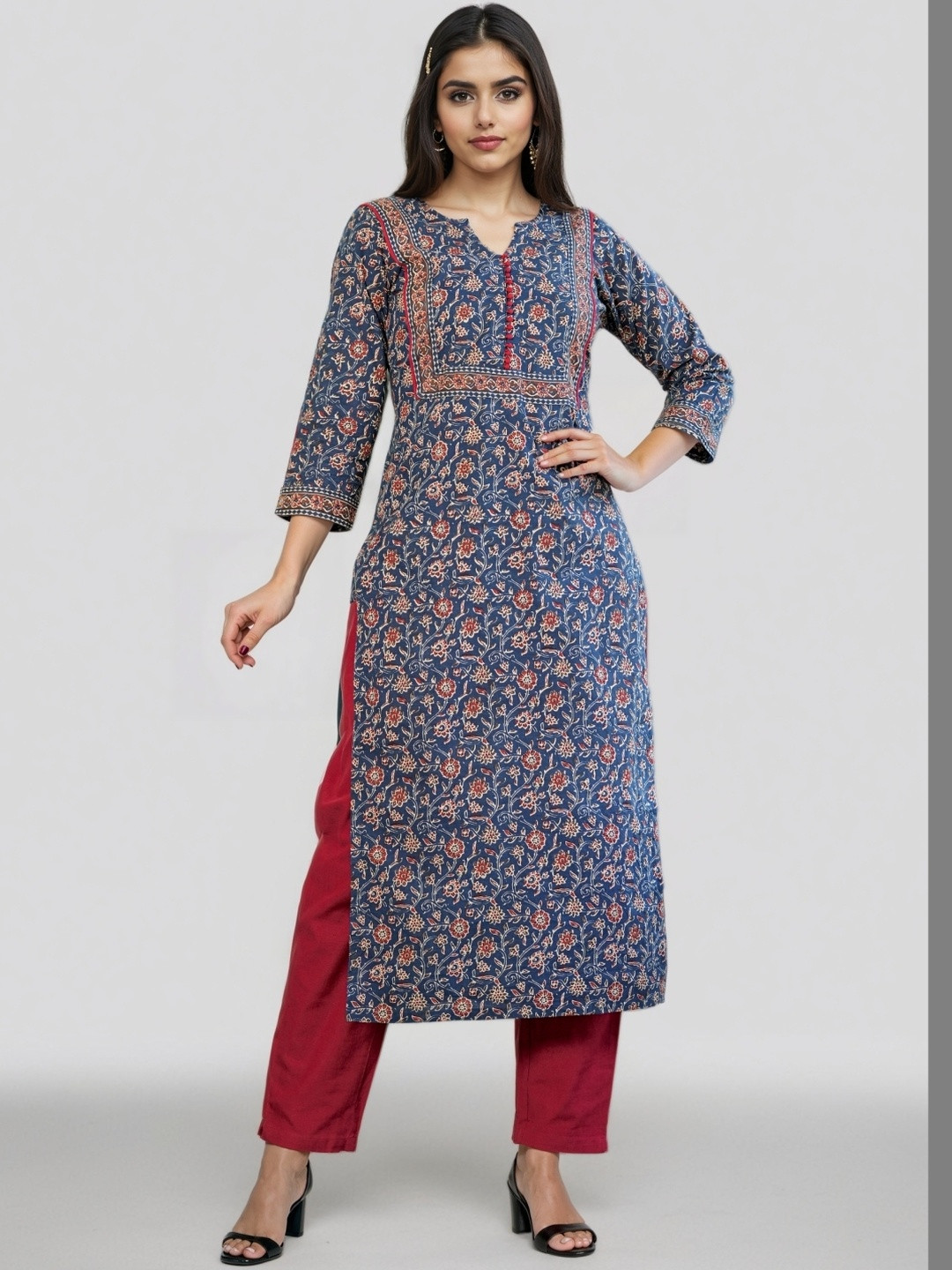 SZN Women Blue Floral Printed Floral Kurta