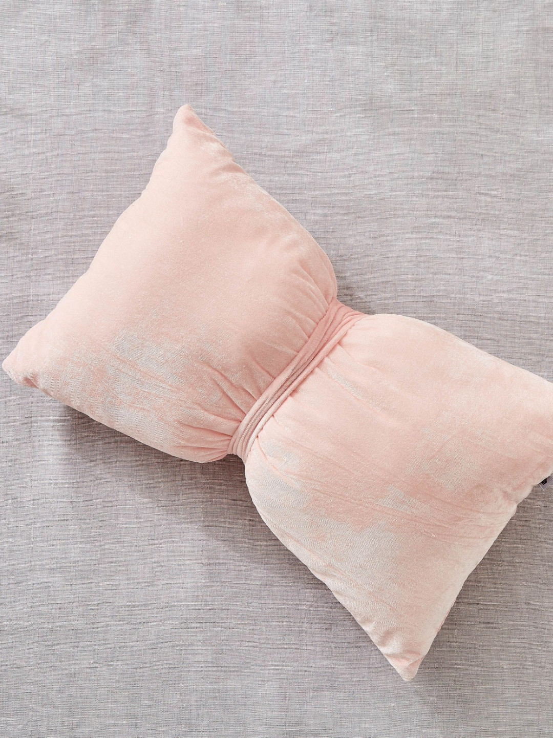 Home Centre Slate Kids Pink Velvet Bow-Shaped Pre-Filled Cushion